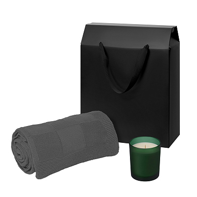 Подарочный набор Enigma. Cella, зеленый (свеча, плед) (Зеленый, серый)