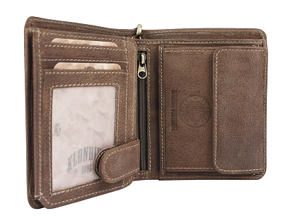Бумажник KLONDIKE «Wayne Deer», натуральная кожа в светло-коричневом цвете, 10,5 х 12,5 х 2,5 см