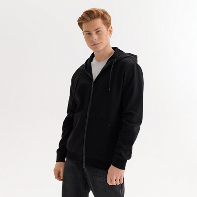 Толстовка на молнии с капюшоном MATEO черная, размер XXL (Чёрный)