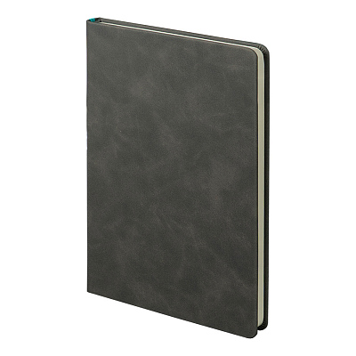 Ежедневник недатированный Muse, темно-серый, А5, с бирюзовой декоративной полосой, блок в линейку (Тёмно-серый)