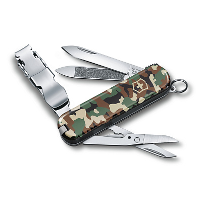 Нож-брелок VICTORINOX NailClip 580 65 мм 8 функций зелёный камуфляж