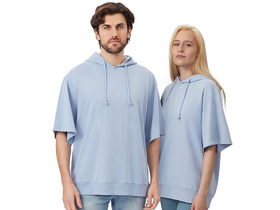 Худи оверсайз с коротким рукавом Warsaw унисекс (Небесно-голубой)