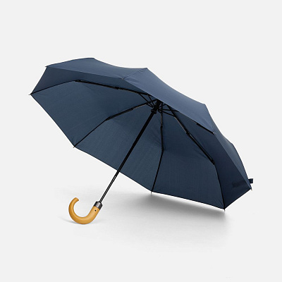 Зонт складной Classic, темно-синий с темной ручкой (Тёмно-синий)