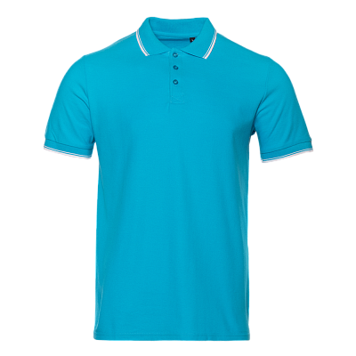 Рубашка поло мужская STAN с окантовкой хлопок/полиэстер 185, 04T (Бирюзовый)