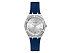 Корпус- серебристый, циферблат- серебристый, крепление- синий