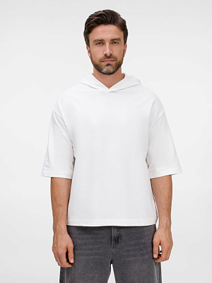 Футболка оверсайз унисекс с капюшоном Neofit, синяя (Белый)