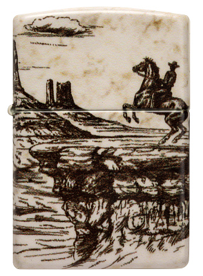 Зажигалка ZIPPO Western Design с покрытием 540 Matte, латунь/сталь, белая, 38x13x57 мм
