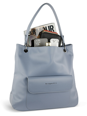 Сумка-хобо BUGATTI Almata, голубая, полиуретан, 41х11х32 см