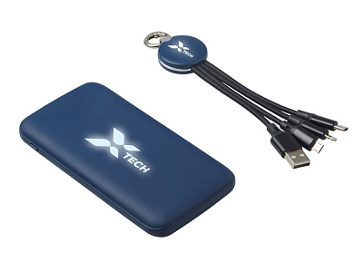 Набор из внешнего аккумулятора и универсального кабеля с подсветкой лого Reserve LED, 10000mAh (Тёмно-синий) Набор из внешнего аккумулятора и универсального кабеля с подсветкой лого Reserve LED, 10000mAh (Тёмно-синий)