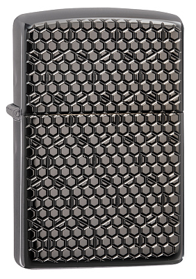 Зажигалка ZIPPO Armor™ с покрытием Black Ice®, латунь/сталь, чёрная, глянцевая, 38x13x57 мм (Черный)