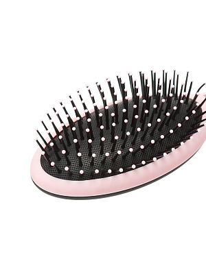 Щетка Dewal Beauty серия "Дуэт" с нейлоновым штифтом, овальная, розовая с черным