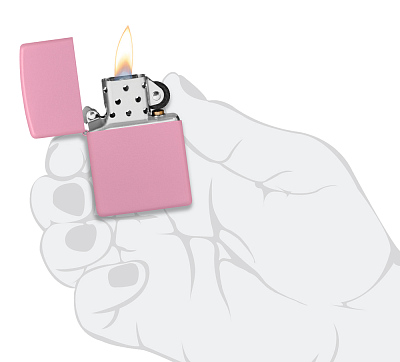Зажигалка ZIPPO Classic с покрытием Pink Matte, латунь/сталь, розовая, матовая, 38x13x57 мм