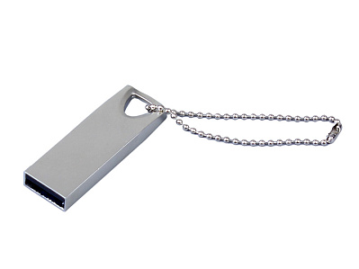 USB 2.0-флешка на 64 Гб с мини чипом и отверстием для цепочки (Серебристый)