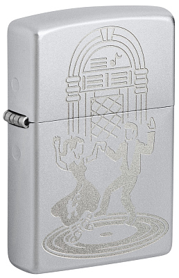 Зажигалка ZIPPO Vintage Dance с покрытием Satin Chrome, латунь/сталь, серебристая, 38x13x57 мм (Серебристый)