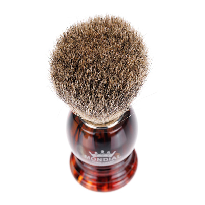 Помазок для бритья Mondial, пластик, ворс барсука, рукоять - цвет черепаха