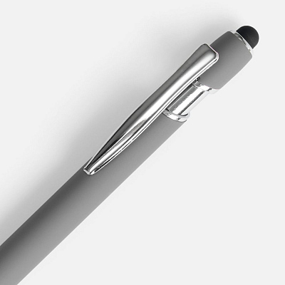 Ручка шариковая Pointer Soft Touch со стилусом, серая