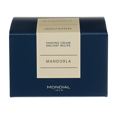 Крем для бритья Mondial "MANDORLA" с ароматом миндаля, деревянная чаша, 140 мл