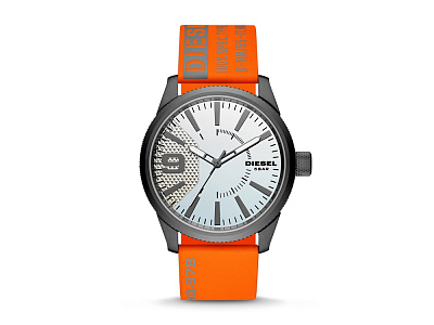 Часы наручные, мужские (Корпус- стальной серый, циферблат- стальной, крепление- оранжевый)