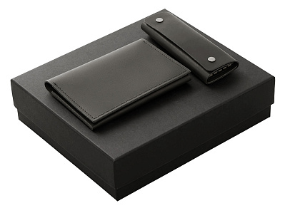 Подарочный набор Long River: обложка для паспорта, ключница (Чёрный)