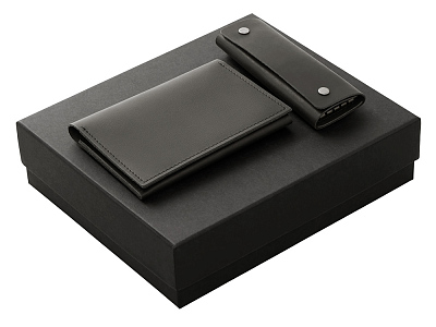 Подарочный набор Long River: обложка для паспорта, ключница (Чёрный)