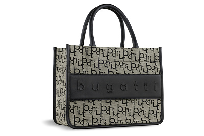 Сумка-тоут BUGATTI Elea, бежево-черный цвет, жаккард/воловья кожа/полиэстер, 30 х 13 х 22,5 см (Бежевый с черным)