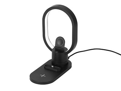 Беспроводная зарядная станция 4-в-1 Portal c лампой, 15 Вт (Чёрный)