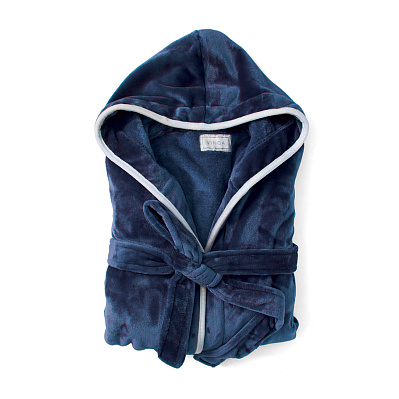 Банный халат VINGA Louis из rPET GRS, L-XL, унисекс, 350 г/м² (Темно-синий;)
