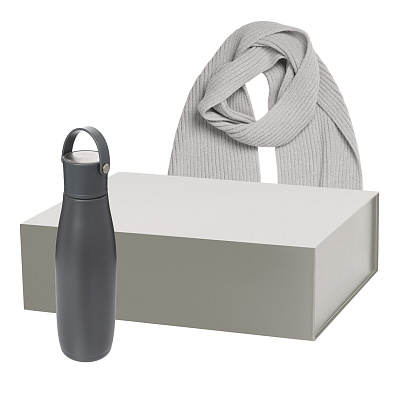 Подарочный набор Bosca, Forges  (термобутылка, шарф) (Серый)