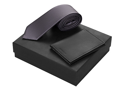 Подарочный набор Long River: обложка для паспорта, галстук (Чёрный)