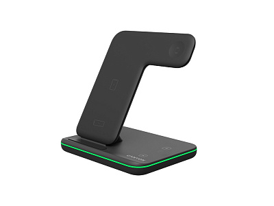 Беспроводное зарядное устройство для гаджетов 3-в-1 с технологией QI WS-303, 15 Вт (Чёрный)