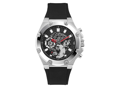 Часы наручные THIRD GEAR, мужские (Корпус- серебристый, циферблат- черный, крепление- черный)