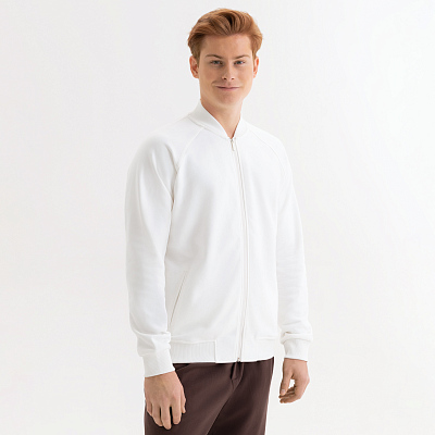 Толстовка на молнии, унисекс TORRES белая, размер L (Белый)