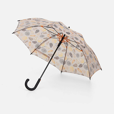 Зонт-трость Undercolor с полной запечаткой на заказ, с оранжевыми спицами (Оранжевый)