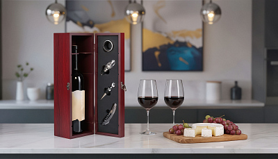 Набор винный "Салют" в подарочной коробке, бордо