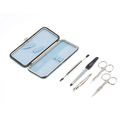 Маникюрный набор GD, 5 пр. Футляр: искусственная кожа, цвет серо-голубой