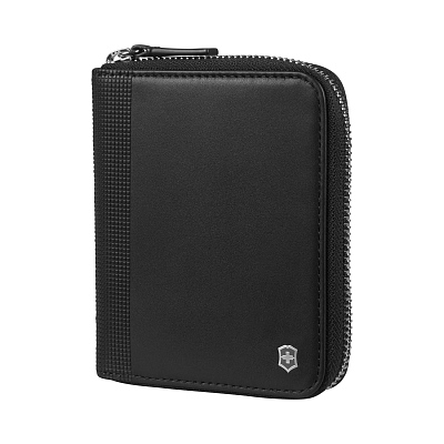 Портмоне VICTORINOX Altius Alox на молнии, чёрное, натуральная кожа, 12x2x10 см