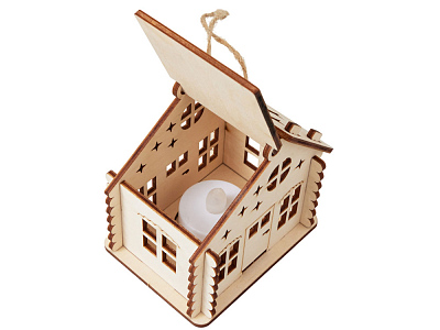 Деревянная подвеска на елку с подсветкой Lumihut