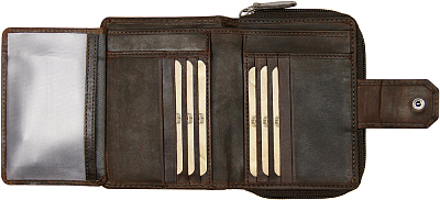 Бумажник KLONDIKE DIGGER «Lisa», натуральная кожа в темно-коричневом цвете, 10,5 х 13 x 3 см