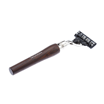 Бритвенный набор Mondial: станок MACH3, помазок, подставка; венге