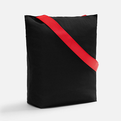 Шопер B5, черный с широкими красными ручками (Красный)