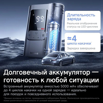 Беспроводной компрессор Baseus GoTrip VA1 Super Mini Wireless Inflator