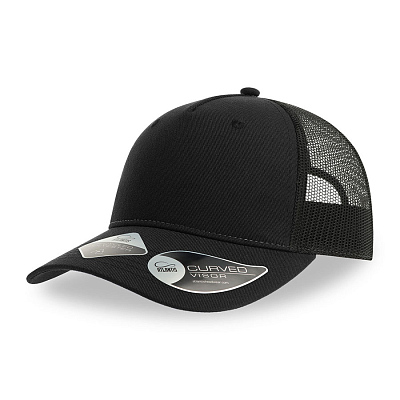 Бейсболка ZION, 5 клиньев, пластиковая застежка (Чёрный)