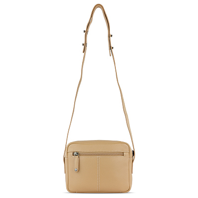 Сумка кросс-боди женская BUGATTI Elsa, песочного цвета, воловья кожа/полиэстер, 19х5,5х14 см