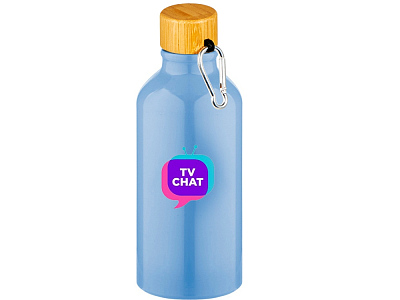 Бутылка Hip S Bamboo с карабином, 400 мл (Светло-синий)