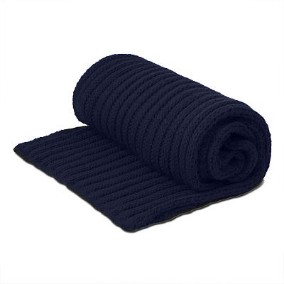 Шарф вязаный НАСВЯЗИ© шерсть/акрил (Тёмно-синий)