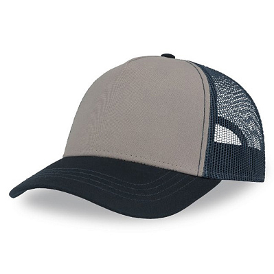 Бейсболка RAPPER CANVAS-S, 5 клиньев, пластиковая застёжка (Серый, темно-синий)