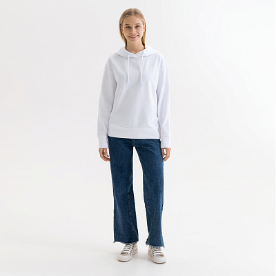 Худи с капюшоном, унисекс Алекс (Alex) белый, размер L