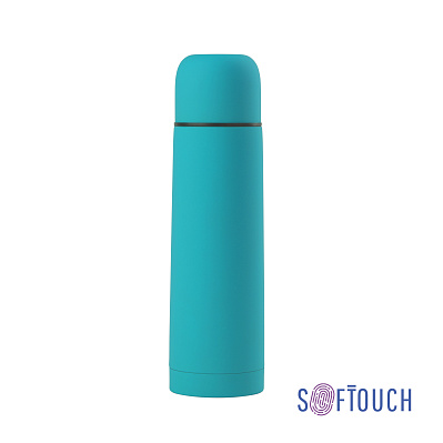 Термос "Крит" 500 мл, покрытие soft touch  (Бирюзовый)