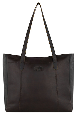 Сумка-шоппер KLONDIKE RUSH «Rachel», натуральная кожа в темно-коричневом цвете, 55 х 37 х 14 см (Коричневый)