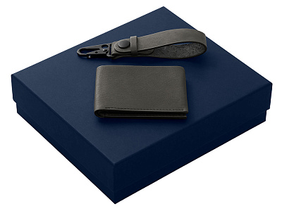 Подарочный набор Long River: кошелек, ремешок для ключей (Черный/синий)